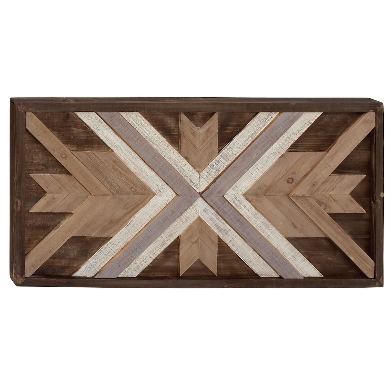 48" Brown Farmhouse Abstract Wood Wall Decor